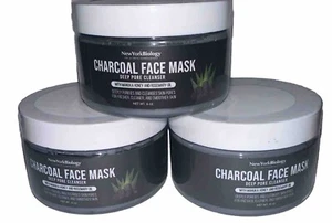 3 Pack - New York Biology Activated Charcoal Facial Mask 6 oz Each 18 Oz Total - Picture 1 of 1