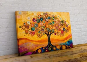 Tree of Life Colourful Abstract Canvas Wall Art Picture Print Gustav Klimt Style - Picture 1 of 2
