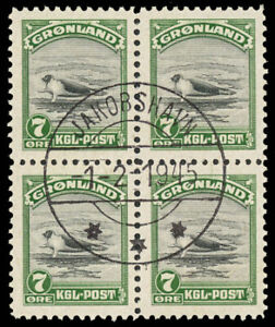 Greenland #12 Used Block CV$160.00 SOTN First Day CDS Feb 1 1945