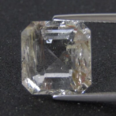 Impresionante piedra preciosa de Brasil corte esmeralda cuadrado topacio blanco rutilo natural de 10,83 quilates Foto 1 de 4