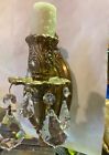 Pair Of Vintage Was Sconces, Brass With Crystal Pendants, Vintage Wiring