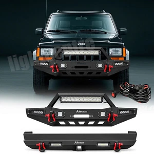 Juego de placa de montaje de cabrestante de parachoques delantero o trasero para Jeep Cherokee XJ 1984-2001 negro - Imagen 1 de 14