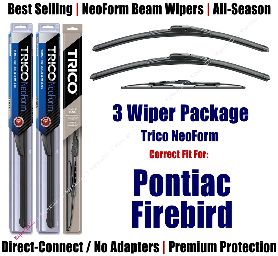3pk Wipers Front & Rear - NeoForm - fit 1982-1989 Pontiac Firebird 16180x2/30180 - Image 1 of 1