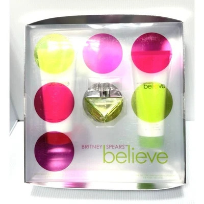 Britney Spears Believe淡香精套装30毫升EDP身体Soufflé100毫升淋浴 — 第 1/4 张图片