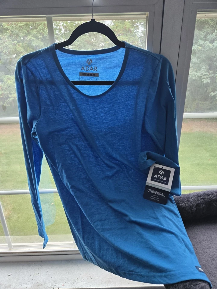 Roupa de trabalho médica Adar, nova com etiquetas, ajuste clássico feminino, grande, azul, algodão/poliéster - Imagem 1 de 1