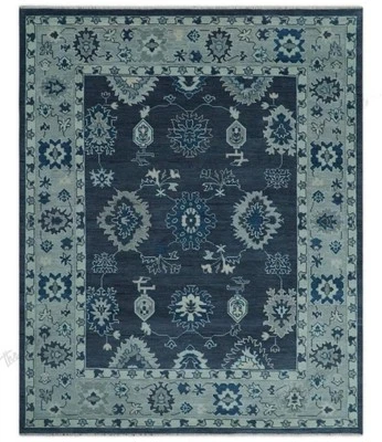 Deep Blue & Ivory Oushak Rug, Turkish Hand-Knotted Rug, home decor rug, Area rug - Image 1 of 4