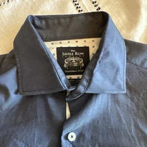 Savile Row Dress Shirt Mens Size M Blue Long Sleeve Button Down - Picture 1 of 16
