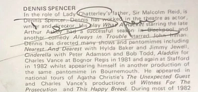 DENNIS SPENCER CROSSROADS Z CARS A LIFE OF BLISS AUTOGRAPH Signed POW#99 - Image 1 of 2