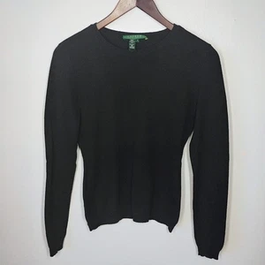 Lauren Ralph Lauren Sweater Womens Small Black Silk Cashmere Crewneck Classic - Picture 1 of 8