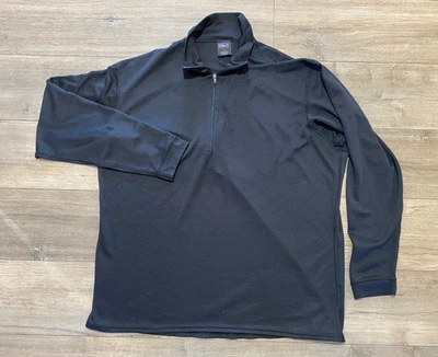 Patagonia Mens L Performance Base Layer Capilene Black 1/4 Zip Pullover USA MADE - Image 1 of 4