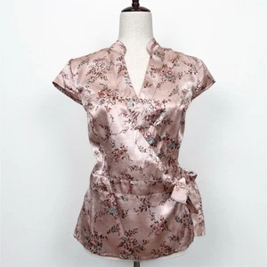 Top De Colección Y2K Xhilaration Para Mujer L* Rosa Envolvente Top Floral Hada Arrugada Coqueta - Imagen 1 de 14