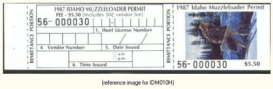 D2K Idaho Muzzle-Loading 1987 $5.50 with info tab - Image 1 of 1