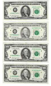 2 VERSCHIEDENE SERIE 1990 $100 SCHEINE BOSTON CLEVELAND IHRE WAHL (LOS A) - Bild 1 von 2