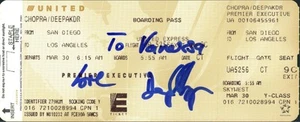 Deepak Chopra Autographed Boarding Pass - Picture 1 of 1