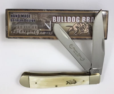 Cuchillo de Bolsillo Bulldog Premier Trapper 1/300 Manijas de Cuerno de Buey Blanco BDG-1080X 020-L Foto 1 de 4