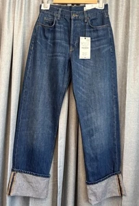 Pantalones de mezclilla Zara nuevos con etiquetas The Turned Up talla 2 calce relajado pierna recta puños de gran tamaño - Imagen 1 de 11
