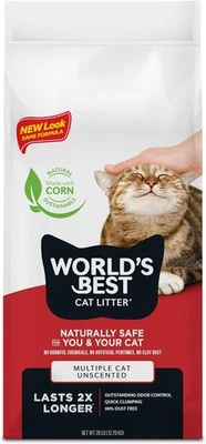 BRANDED World's Best Cat Litter 28lb,Multiple Cat Unscented, 12.7 kg (Pack of 1)