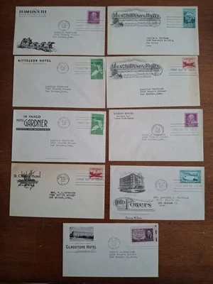 9 Hotel Illustrated Advertising FDCs All from North Dakota & South Dakota 7 - Image 1 of 4