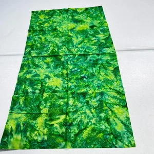 batik quilting fabric cotton green tie dye floral 16x30 - Picture 1 of 6