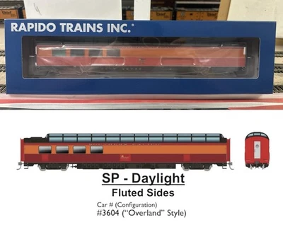Rapido 175001 Southern Pacific 3/4 Dome Lounge Daylight Fluted #3604 "Overland" - Image 1 of 4