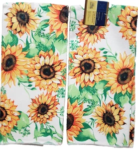 2er Set gleich bedruckte Mikrofaser Küchentücher (15"x25") SONNENBLUMEN # 2, GR - Bild 1 von 18