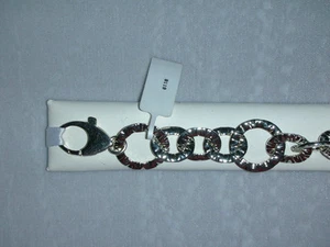 Armbrust .925 Sterling Silver Round and Oval Hammered Links Bracelet USA - Picture 1 of 4