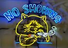 No Smoking Anti-smoking Cat 24"x20" Neon Sign Lamp Light Handmade Bar Club Pub