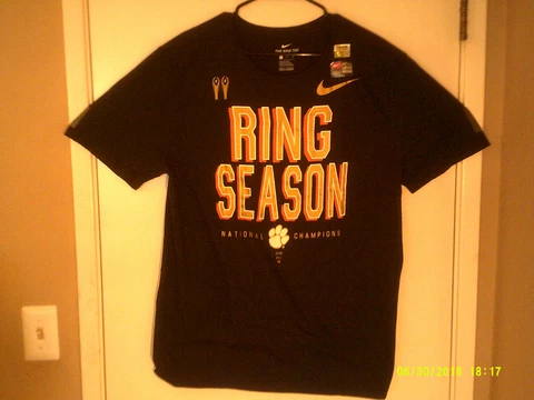 NEW NIKE COLLEGE FOOTBALL "Clemson Ring Bell Tee" MEN'S BLACK T-SHIRT XL Cover