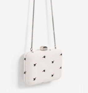 ZARA ECRU MINAUDIERE WITH BEADED BIRDS BAG HANDBAG NEW TAGS  - Picture 1 of 5