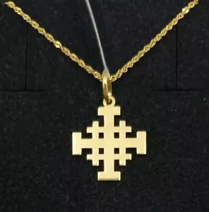 Anhänger Und Kette Gold 18k 750 Mls. Kreuz Jerusalem 17 MM - Bild 1 von 6