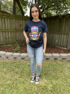 Damen-T-Shirts Hand of Fatima Druck T-Shirt kurzärmelig Lucky Hamsa klein - Bild 1 von 3