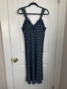 Vintage Valentino Intimo Navy Bow Slip Midi Dress floral print size Small - Bild 1 von 7