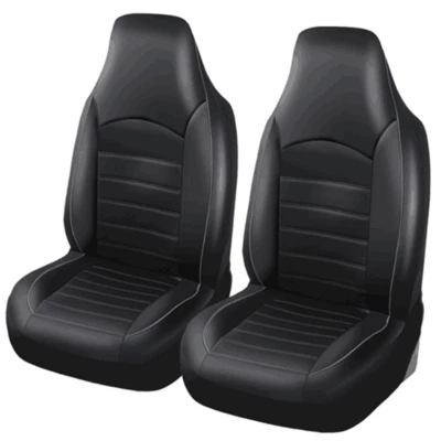 PU Leather Car Front Seat Cover Protector Breathable For High Back Bucket 2Pcs - Image 1 of 4