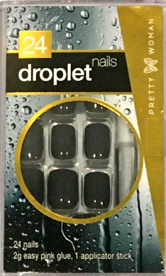 Goth Press On Nails In Shiny Blk-24 Pc Nail Glue & Applicator-Pretty Woman Brand - Image 1 of 4
