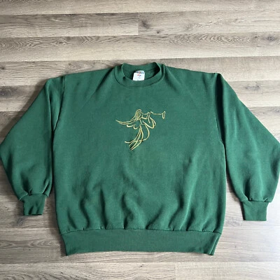 Sudadera Trompeta Ángel De Colección Para Hombres XL Bordada Dorado Pullover Hecha en EE. UU. Foto 1 de 4