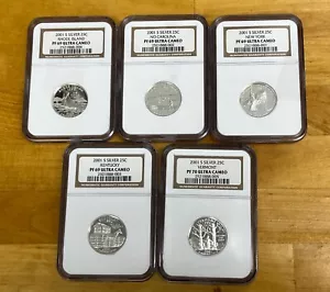 NGC 2001 S Silver 25C Ultra Cameo 50 State Quarter Set 4-PF69 & 1-PF 70 - Picture 1 of 9