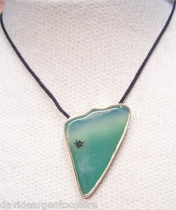 Ciondolo in ARGENTO 925 con AGATA naturale verde e girocollo - pietra dura - - Picture 1 of 3