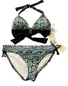 NWT Two Piece 2 Bamboo Swimsuit Bikini Top Size 36B/C-38B/C Bottom Medium - Picture 1 of 6