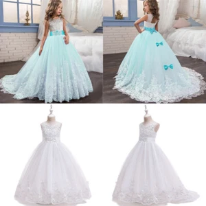 Blumenmädchen Prinzessin Kleid Kinder Party Festzug Hochzeit Brautjungfer formelle Kleider - Bild 1 von 34