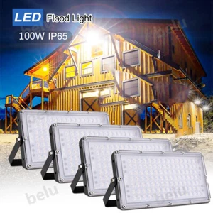 4x 100W LED Flood Light Outdoor Module Spotlight Garden Security Lamp Warm White - Picture 1 of 12