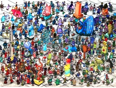 Rompecabezas de madera Miguel Ángel 500 piezas monstruos plaza dibujos animados animales 15 x 20,5 pulgadas Foto 1 de 4