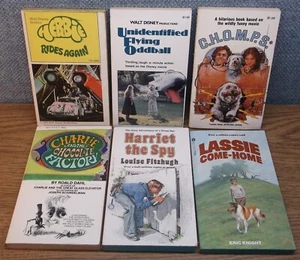 LOT KIDS BOOKS Herbie Rides Again CHOMPS Charlie Chocolate Harriet Lassie 70s - Picture 1 of 3