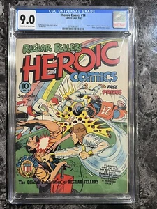Heroische Comics #14 Goldenes Zeitalter 1942 CGC 9.0 Sehr guter Erhaltungszustand cremefarbene bis cremefarbene Seiten selten - Bild 1 von 2