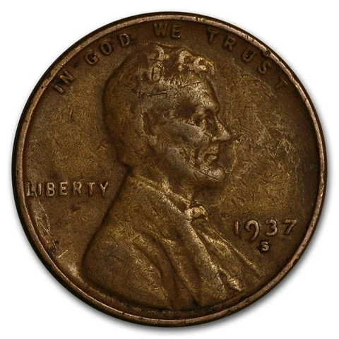 1937 S - Lincoln Wheat Penny - G/VG Cover