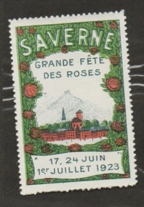Poster Stamp Label SAVERNE FRANCE 1923 Grand Fete des Roses flowers - Picture 1 of 2