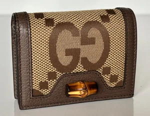 Gucci Monogram Jumbo GG Camel Dollar Calfskin Card Wallet Italy 658244 NIB - Picture 1 of 14