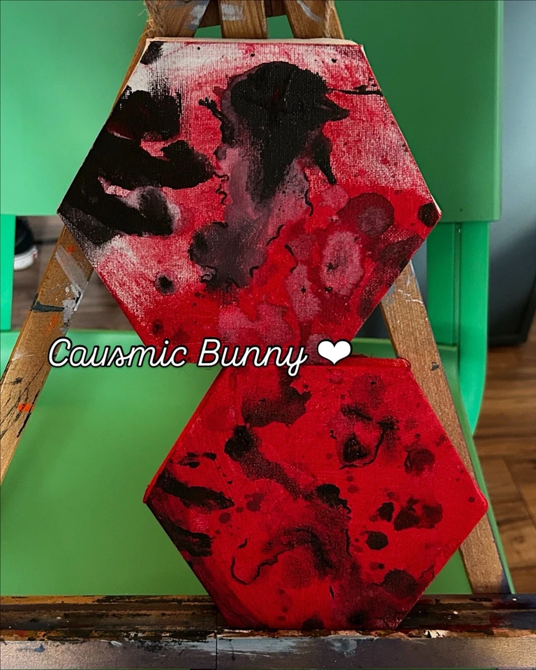 Acrylic Blood Clot Blood Stained Two Piece Painting Original - Image 1 of 1