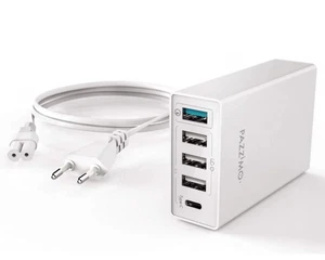 Pazzimo 5-Fach Netz-Ladegerät 8A Ladestation USB-C + 3x USB-A 1x QC 3.0 Netzteil - Bild 1 von 7