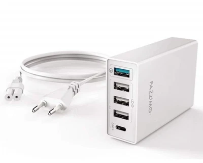 Pazzimo 5-Fach Netz-Ladegerät 8A Ladestation USB-C + 3x USB-A 1x QC 3.0 Netzteil - Bild 1 von 4