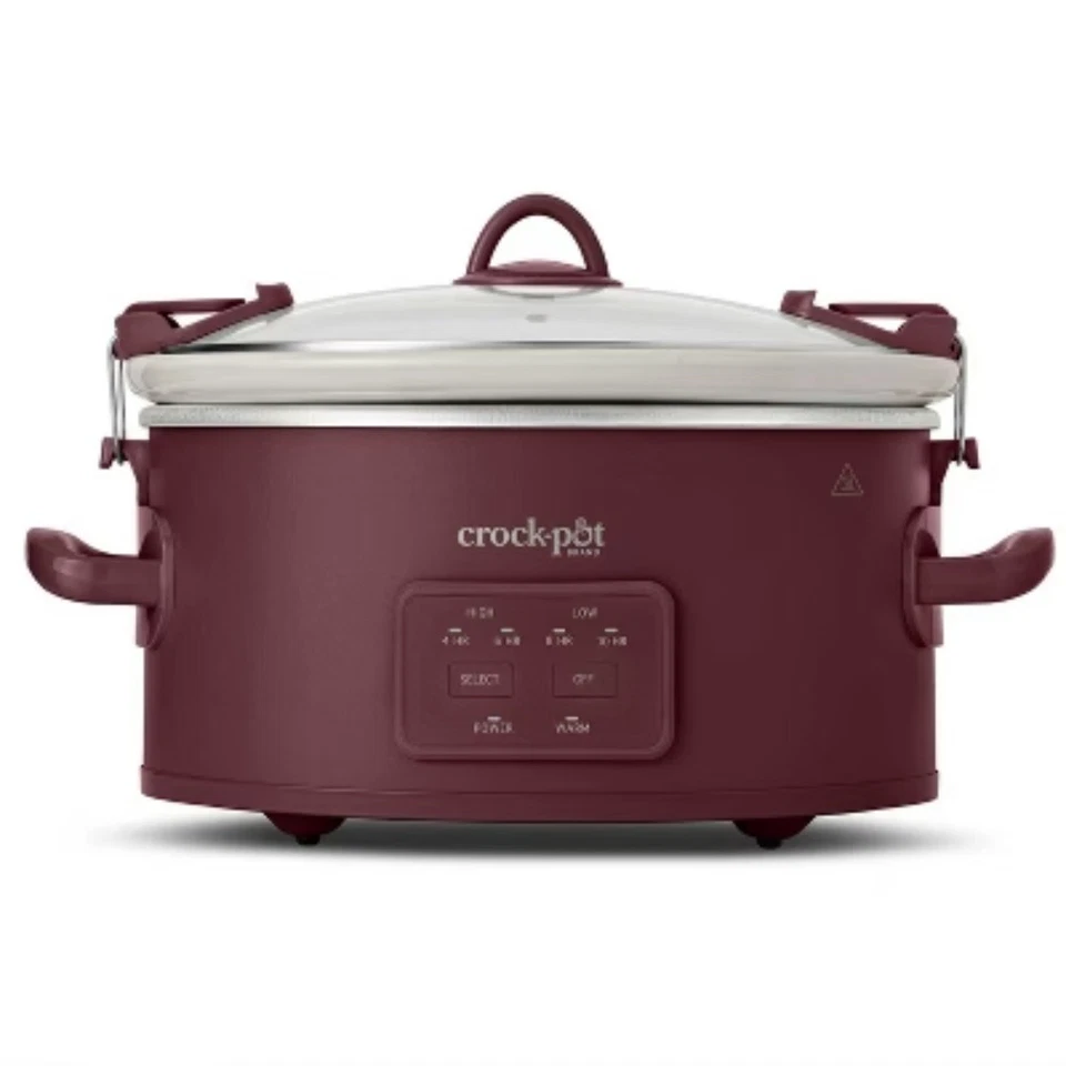 Olla de cocción lenta Crock-Pot 6qt Cook & Carry - Programable, 3 ajustes, roja  Foto 1 de 4